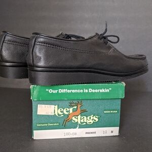 Vintage Deer Stags Soft Deerskin Shoes Men's Sz 11 Black Lace Up